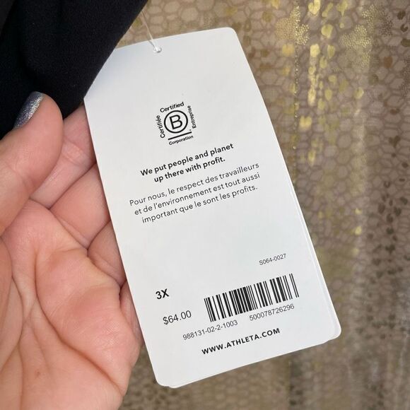 Athleta Black Elation Strappy Cropped Longline Yoga Active Top 3X D-DD NWT - Picture 4 of 11